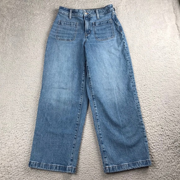 Madewell Denim - Madewell Curvy Perfect Vintage Wide Leg Jeans Women 27P Blue Patch Pocket Denim